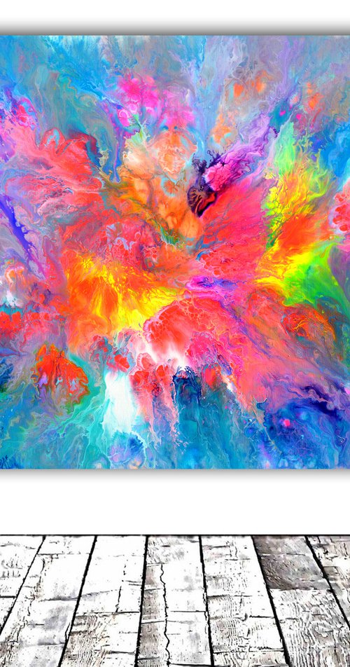 Cosmic Love - 100x70 cm - XL Large Abstract Painting by Soos Tiberiu