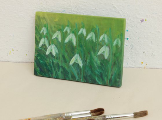 Prvi cvetovi II – First Flowers II, 2020, acrylic on wood, 9,5 x 13,6 cm