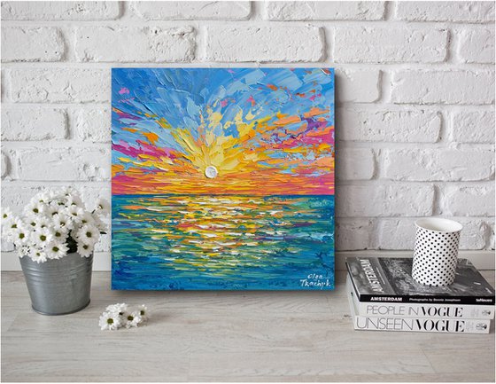 Sunset over the sea- Original Acrylic Painting on Canvas