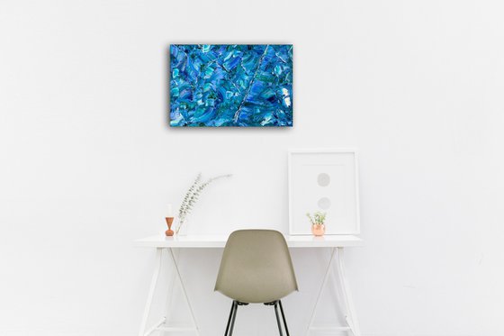 "Caught In Your Waves" - Original PMS Artwork Textured Abstract Oil Painting on Wood Panel - 24" x 16"