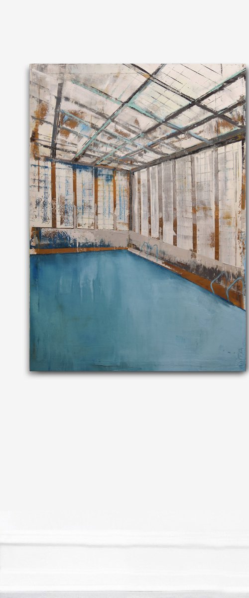 Oil painting, stretched "Pool 18" 100/70cm by Kariko ono