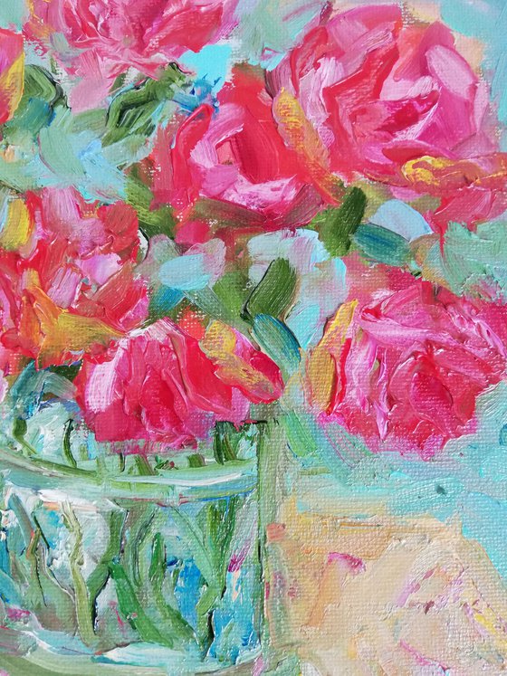 Red Roses in Vase