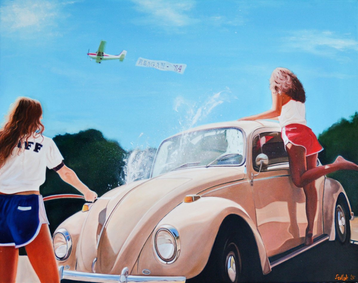 Photorealistic Portrait Oil Painting By Roman Sedlak, 28 X 22", Summer 1984 / Bug, Original Artwork