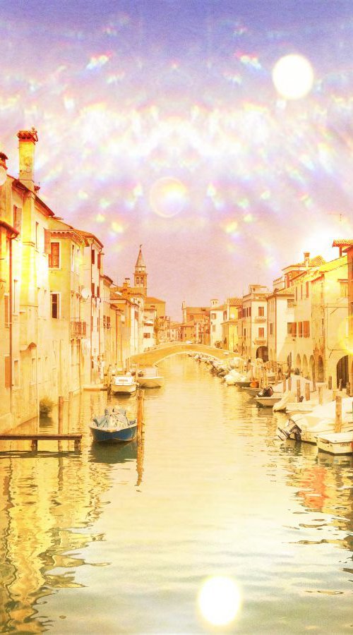 Venice sister town Chioggia in Italy - 60x80x4cm print on canvas 00705m1 READY to HANG by Kuebler