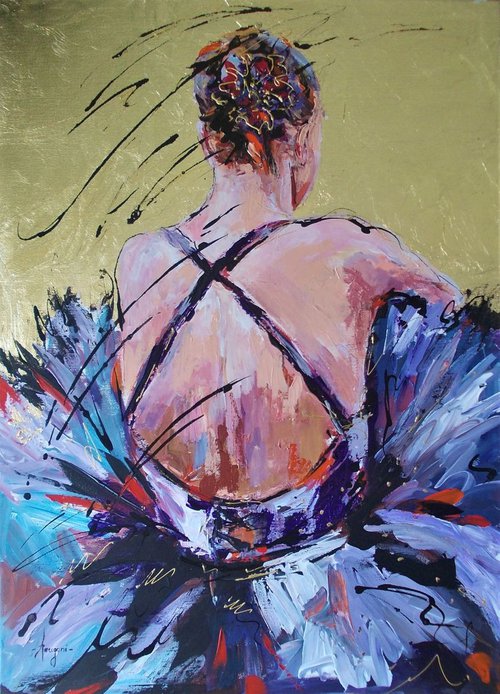 Resting Moment 5-Ballerina painting on canvas. by Antigoni Tziora