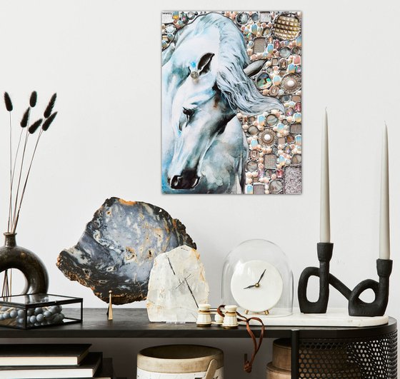 Moonlit White Horse. Tenderness