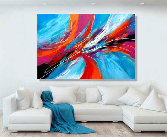 Summer of Love - XL LARGE,  MODERN ABSTRACT ART – EXPRESSIONS OF ENERGY AND LIGHT. READY TO HANG!