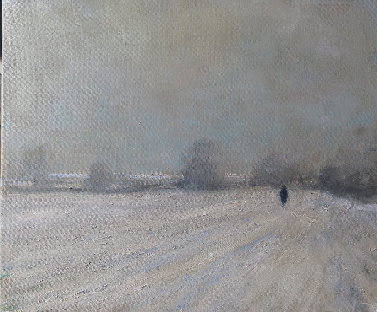 Impressionistic Landscape Oil Painting By Malcolm Ludvigsen, 24 X 20", First Snow, Original Artwork