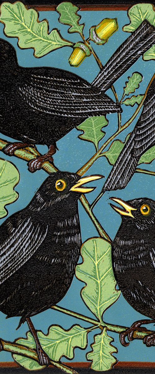 Blackbirds and Acorns by Marian Carter