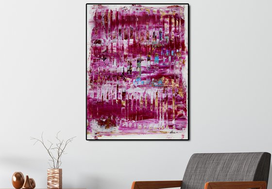 Dreams in pink | Abstract painting on paper