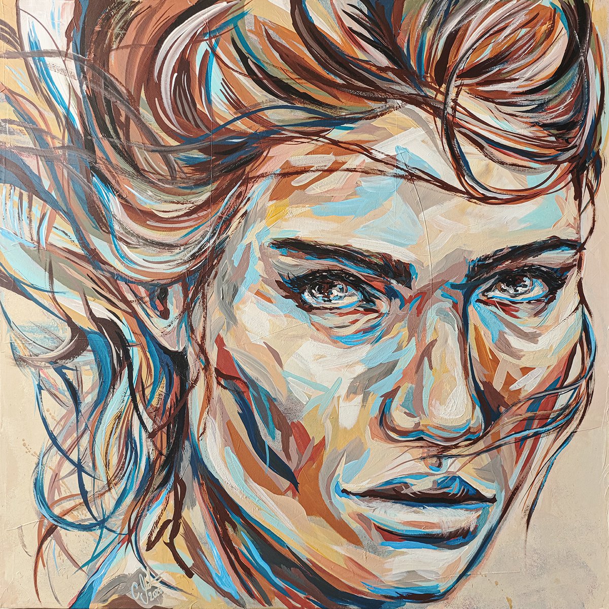 Urban And Pop Acrylic Painting , Alva By Carographic By Carolyn Mielke, 39 X 39, Artwork For Sale On Artfinder