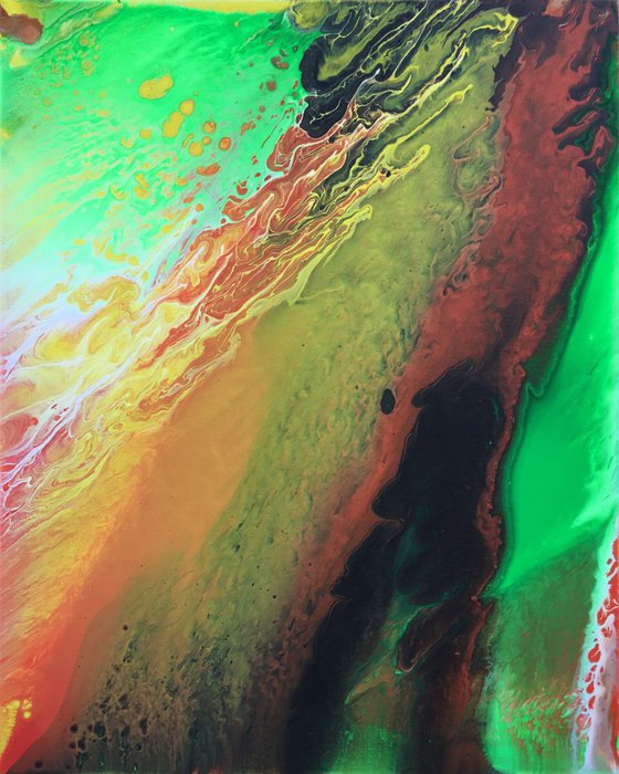 "Neon Storm" - Original Abstract PMS Acrylic Painting, 20 x 16 inches