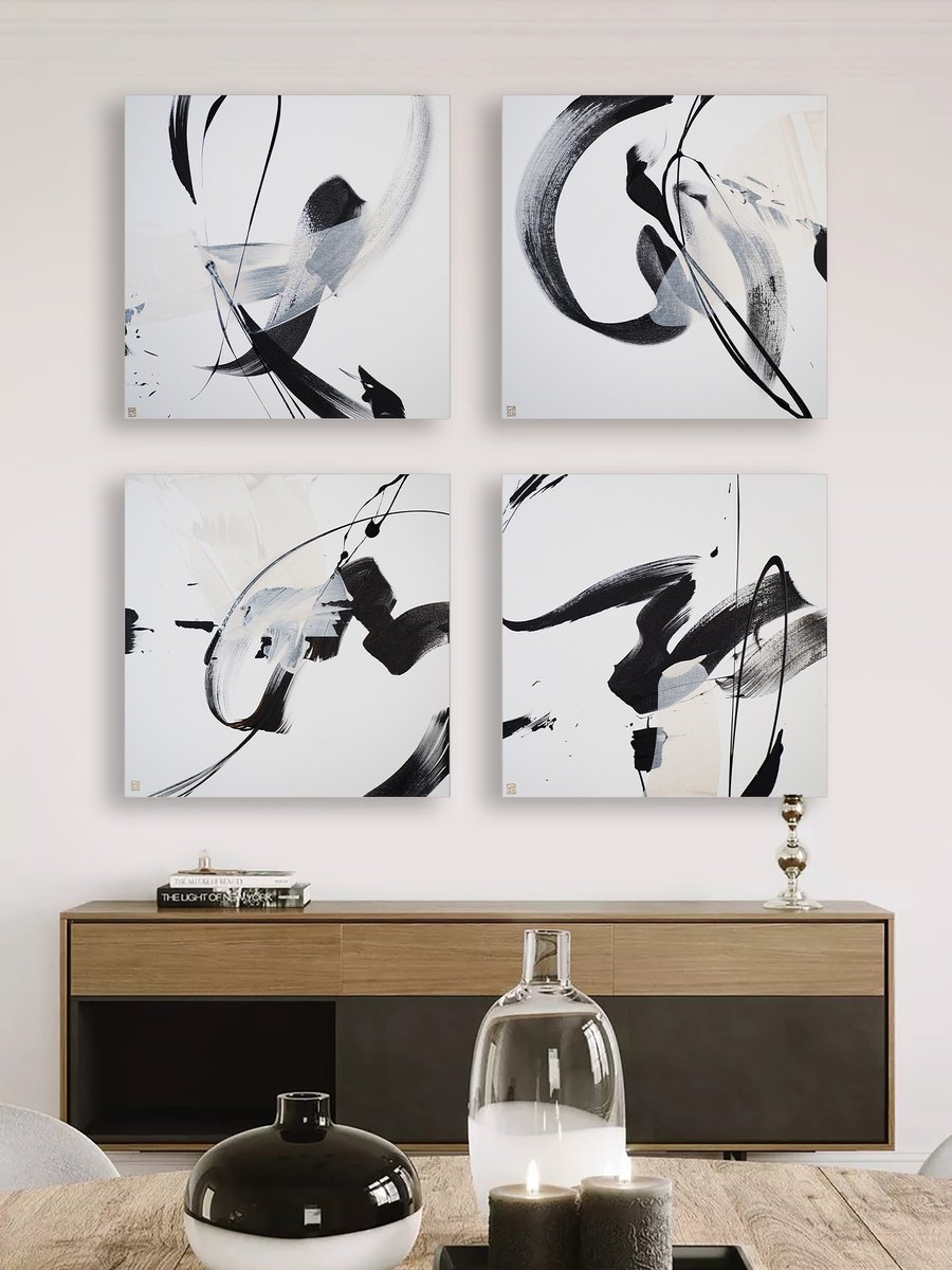 Abstract Acrylic Painting By Novi Lim, 50 X 50", I Tiptoe The Spaces, Original Artwork