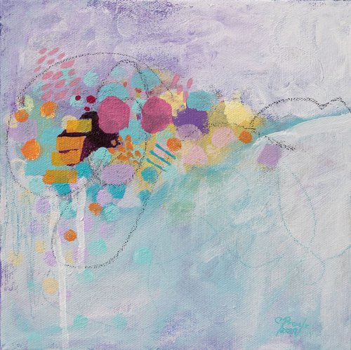 Les galets de la Dune du Sud - Original mixed media abstract painting, Ready to hang by Chantal Proulx