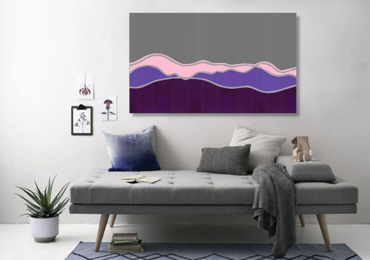 Abstract Landscape Acrylic Painting By Marina Krylova, 39 X 24", Abstract Landscape #55, Original Artwork