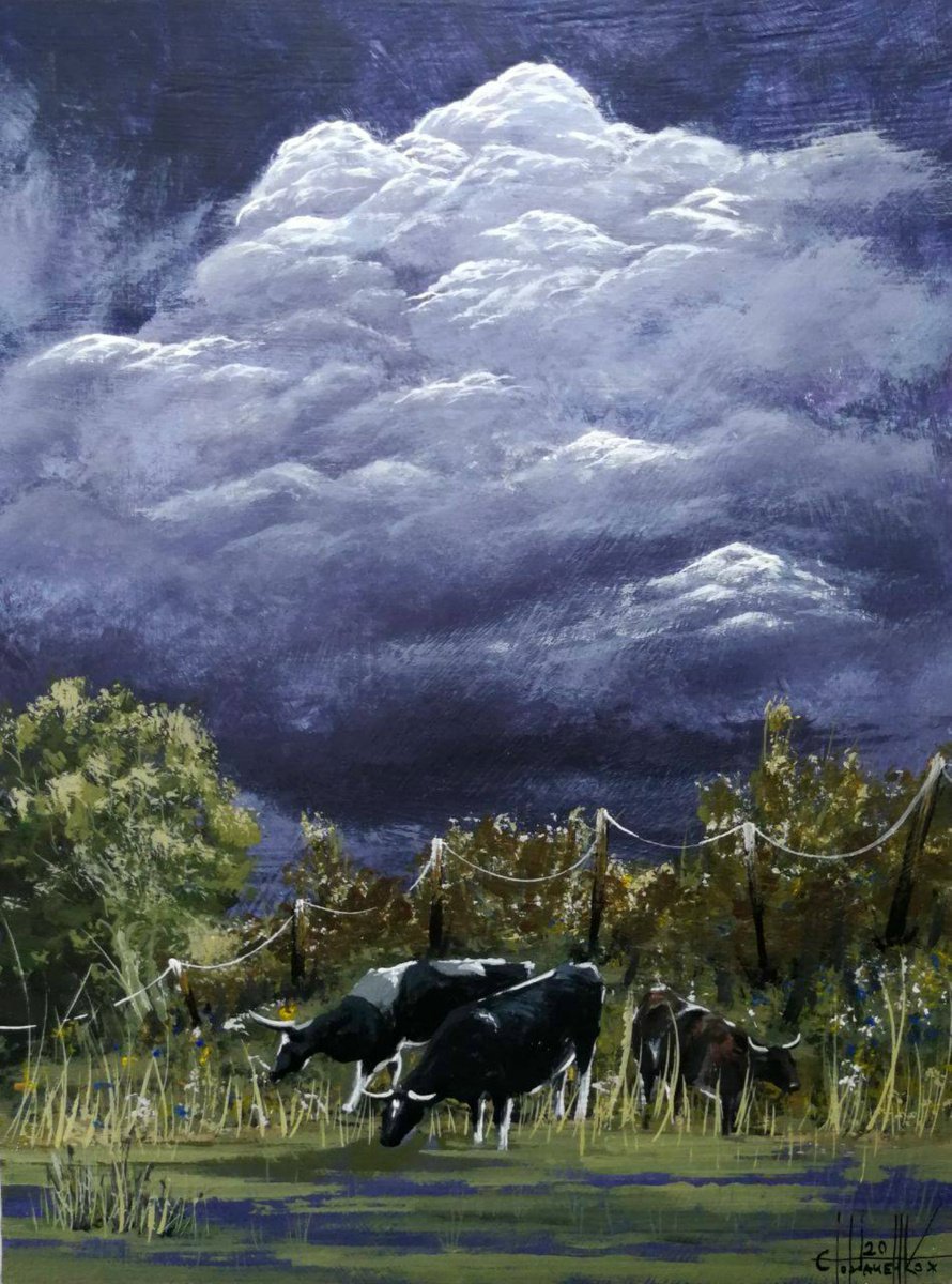 Photorealistic Landscape Acrylic Painting By Eugene Gorbachenko, 12 X 16, Before The Storm Acrylic On Panel 40X30Cm, Artfinder