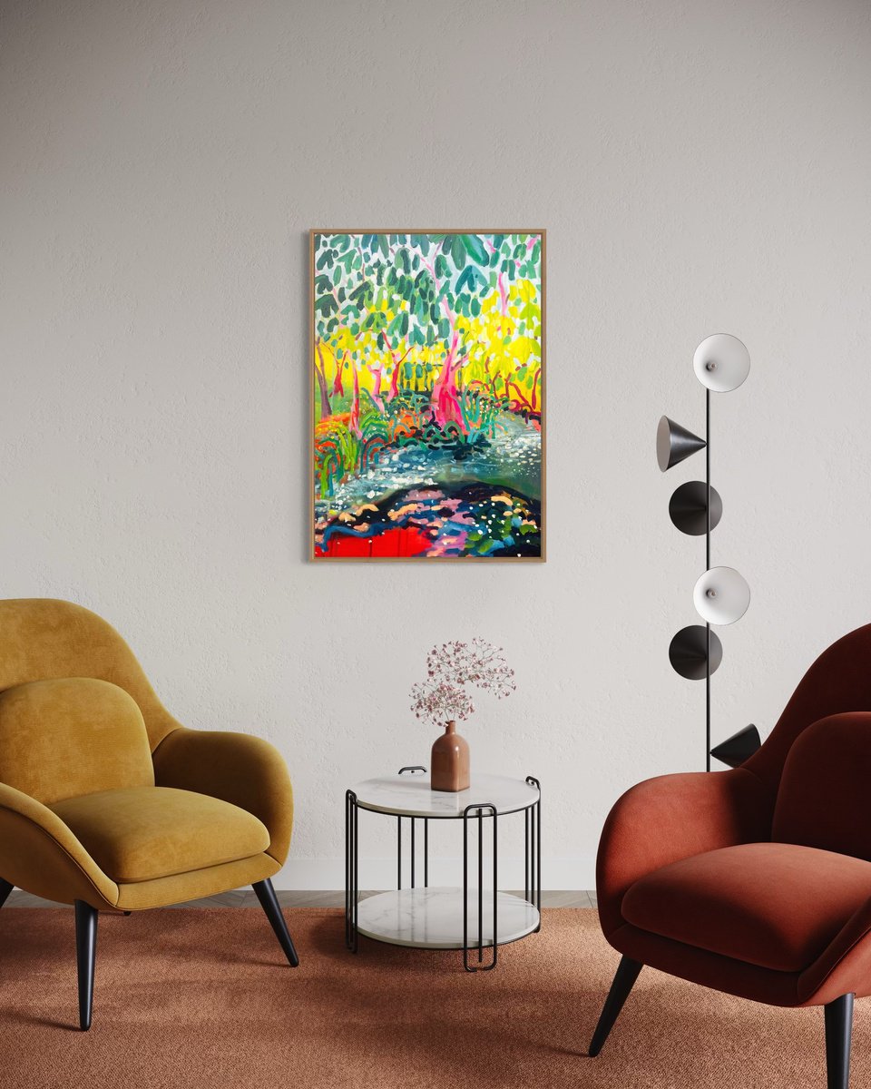 Expressive Botanical Acrylic Painting By Alice Gavin Atashkar, 24 X 31, Rest In The Everyday, Original Artwork