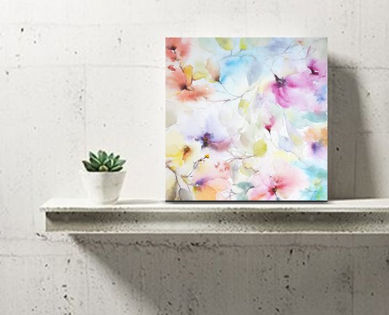Small floral painting on canvas Let yourself dream!..