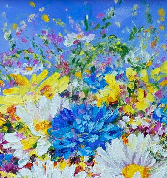 "Daisies with cornflowers".