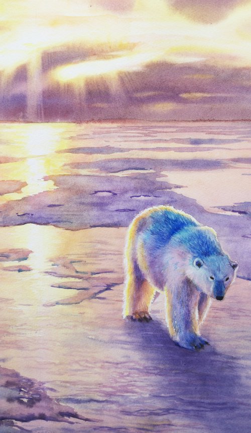 The Polar Bear Bright Arctic -  #savepolarbear by Olga Beliaeva Watercolour