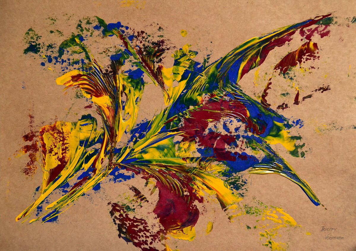 Abstract Acrylic Painting By Thierry Vobmann. Abstract ., 17 X 12", Natural Style 10, Original Artwork