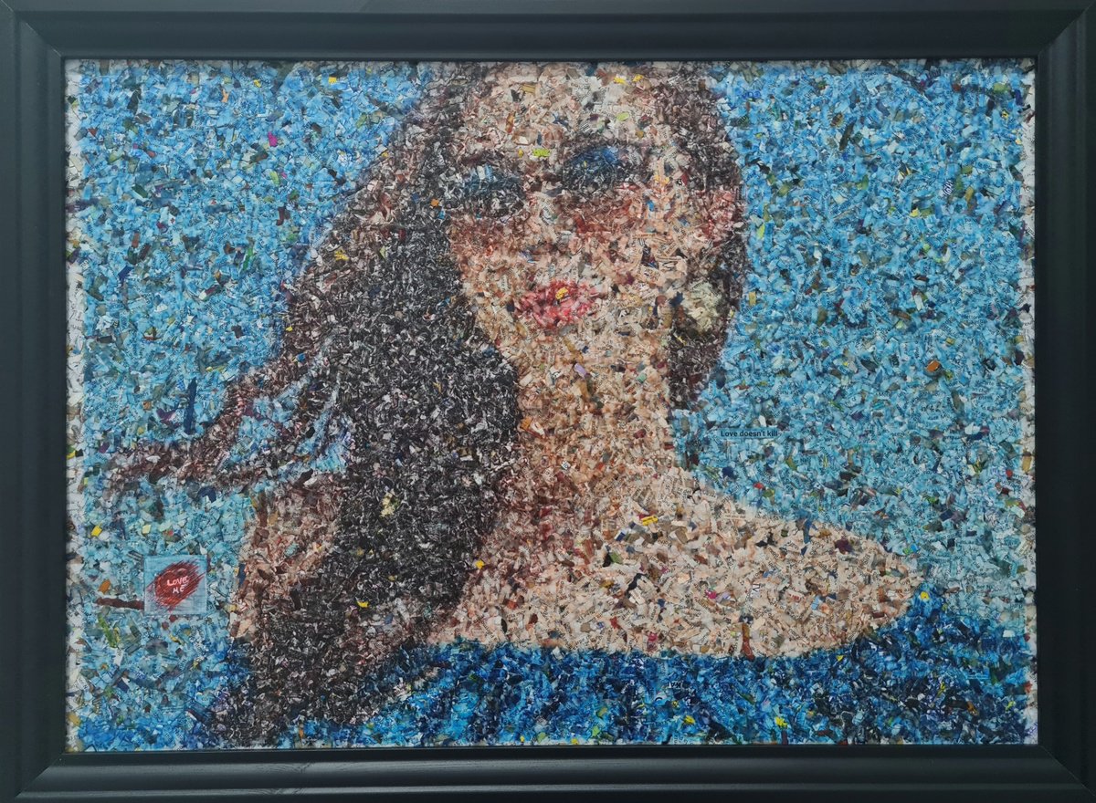 Impressionistic Portrait Collage By Alessio Mazzarulli, 30 X 22, Not Your Doll - 16 (N.678), Original Artwork