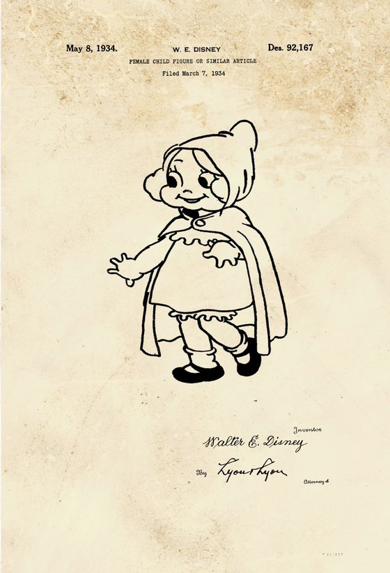 Disney Early Snow White character patent - circa 1934