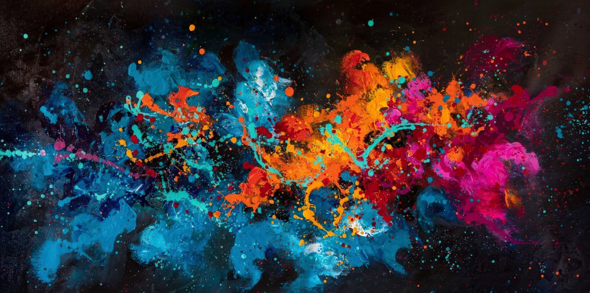 Abstract Acrylic Painting By Art By Catalin, 59 X 30, Constellation Of Love 2, Original Artwork