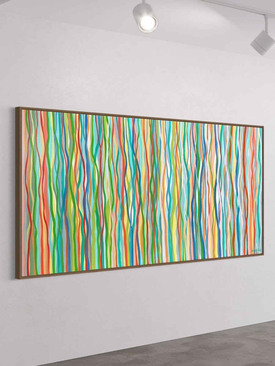 Abstract Acrylic Painting By George Hall, 73 X 36, Summer Funk, Original Artwork