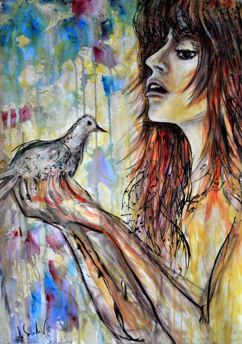 Girl with a Dove by Alex Solodov
