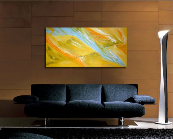 Aleggio di falco - 100x50 cm,  Original abstract painting, oil on canvas