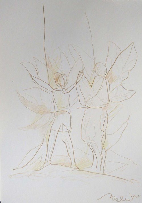 The Wings of Spring, pencil drawing 29x42 cm by Frederic Belaubre