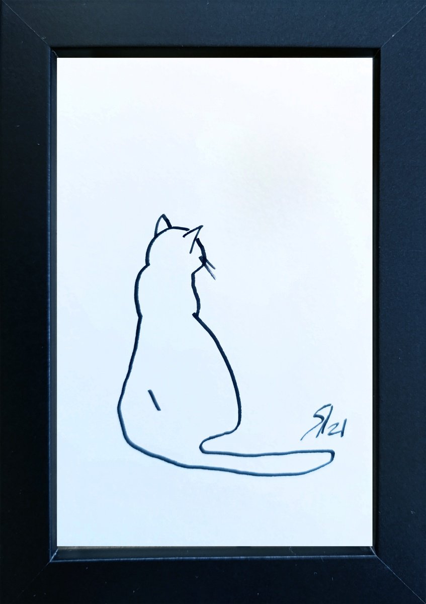 Animal Ink Drawing By Salana Art / Svetlana Samovarova, 5 X 7", Cat Portrait Ii, Original Artwork