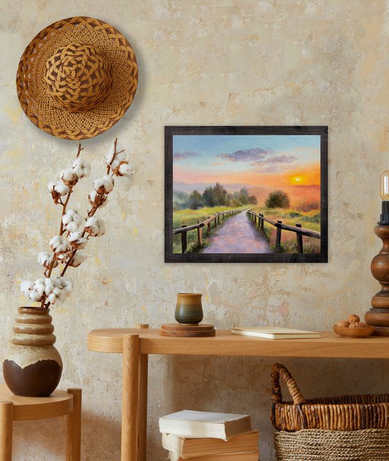 Peaceful rural path landscape