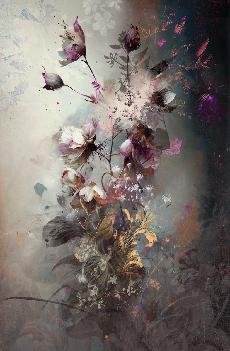 Botanical Painting By Teis Albers, 31 X 47", Weather Changes Moods Ii, Original Artwork