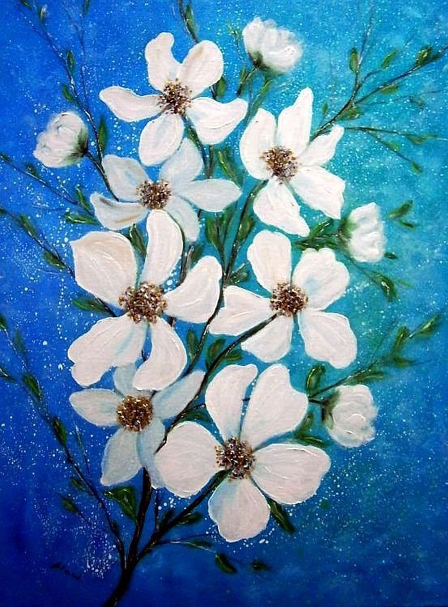 White flowers 3 by Emilia Urbanikova