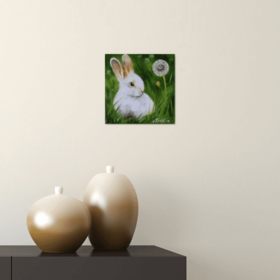 White Rabbit with Dandelion