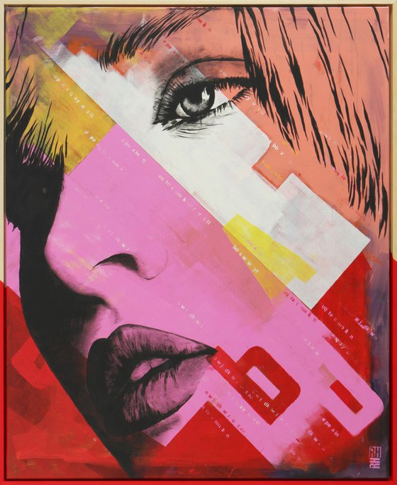 Pop Art Portrait - Incl Custom Frame - 95x115 cm - Pink Perfume - Ronald Hunter - 6F