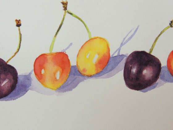 Cherries in a line