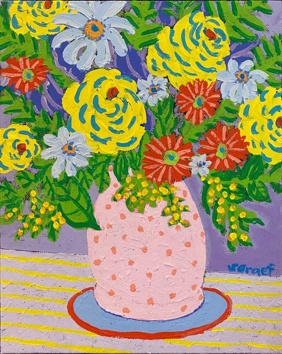 Flowers in Dotted Vase