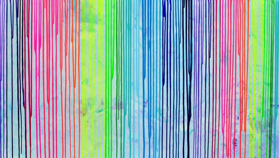 140x80x4 cm Melted Rainbow - XXL Large Modern Abstract Big Painting,  Large Painting - Ready to Hang, Hotel and Restaurant Wall Decoration
