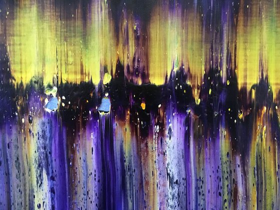 "City Lights" - FREE USA SHIPPING - Original PMS Abstract Oil Painting On Canvas - 16" x 20"