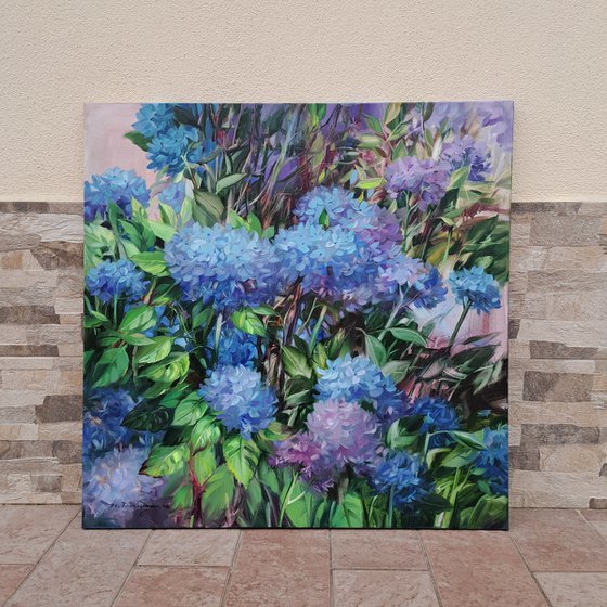 Hydrangea flowers painting