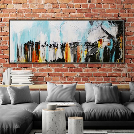 Sienna Sky 160cm x 60cm Textured Abstract Art