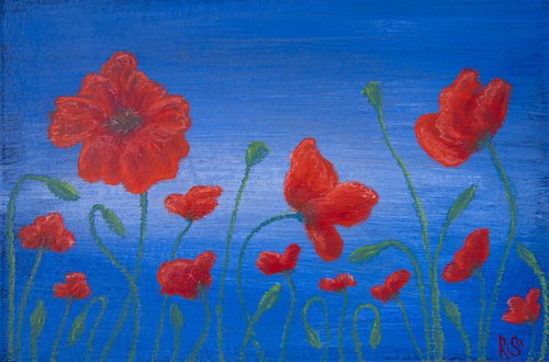 Poppies in the night by Rimma Savina