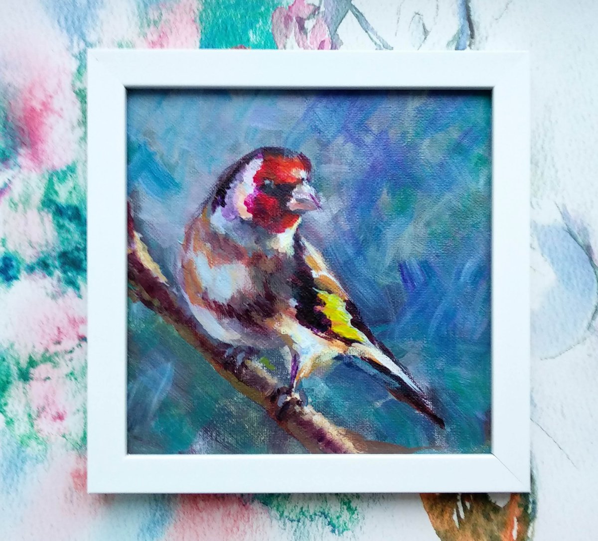 Goldfinch Garden Birds Nature Art by Anastasia Art Line