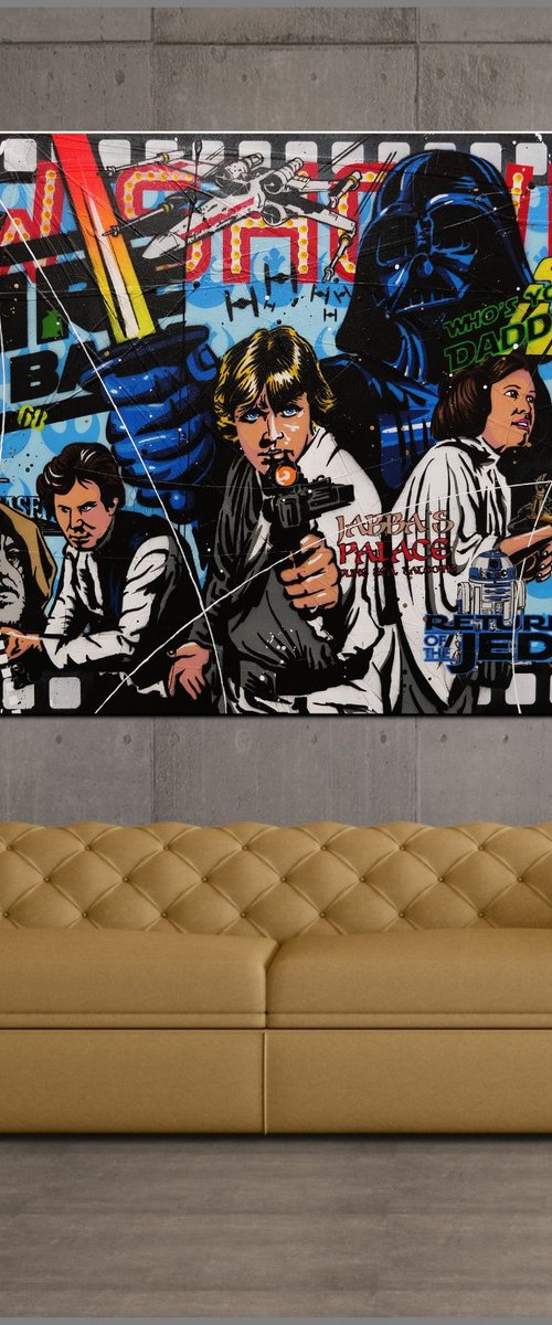 May The Force... 190cm x 100cm Star Wars Textured Urban Pop Art by Franko