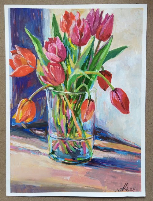 Spring still life with tulips by Ann Krasikova
