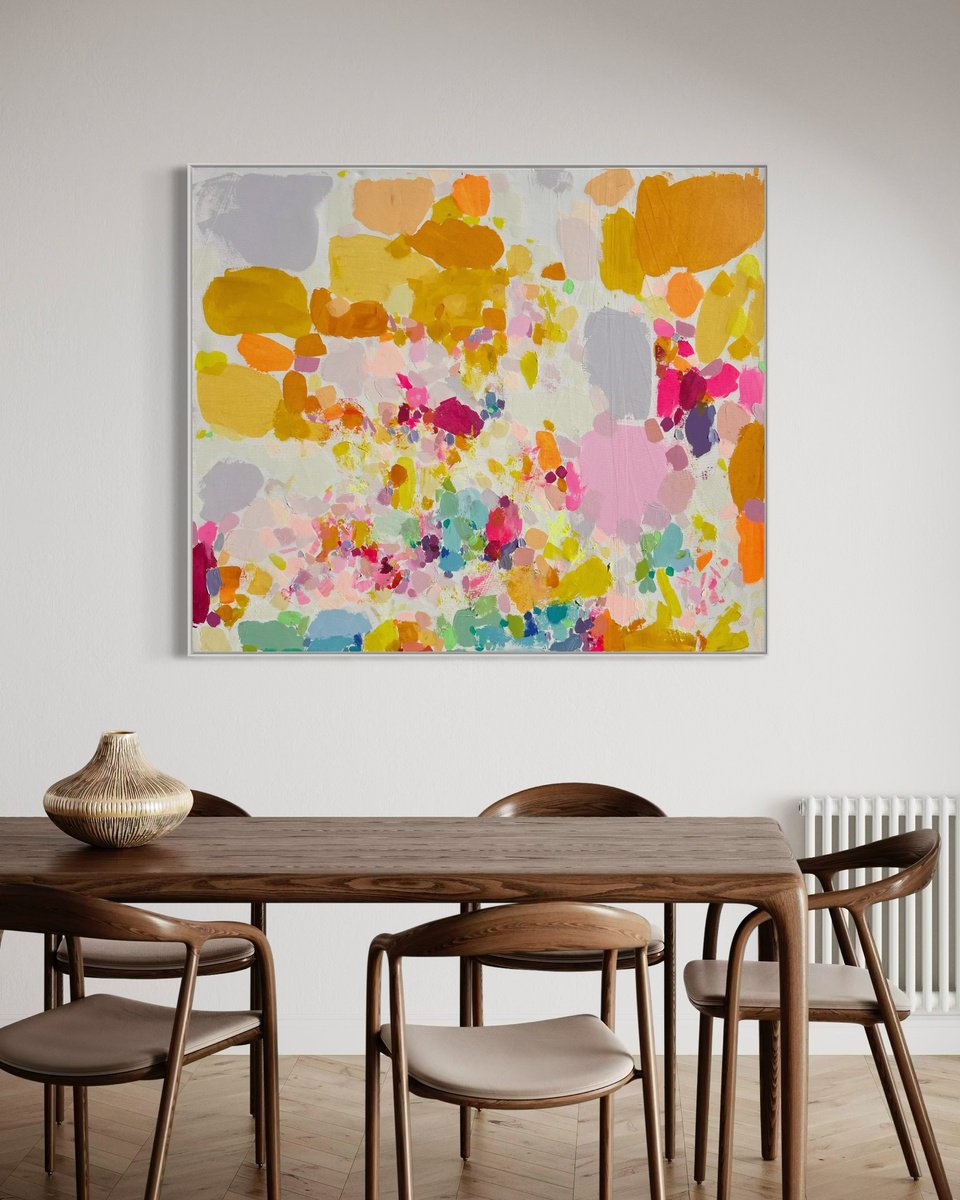 Organic Abstract Acrylic Painting By Kathryn Sillince, 52 X 44", 