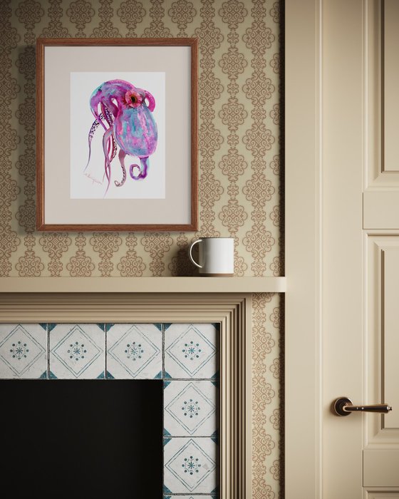 Turquoise Pink Octopus